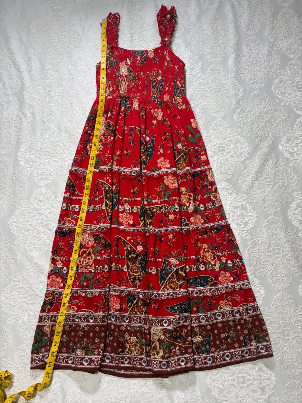 Myra Bag Paisley Floral Smocked Top Sleeveless Midi Dress Size Small - Picture 6 of 7